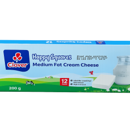 CLOVER MEDIUM FAT CREAM CHEESE HAPPY SQUARES 200G