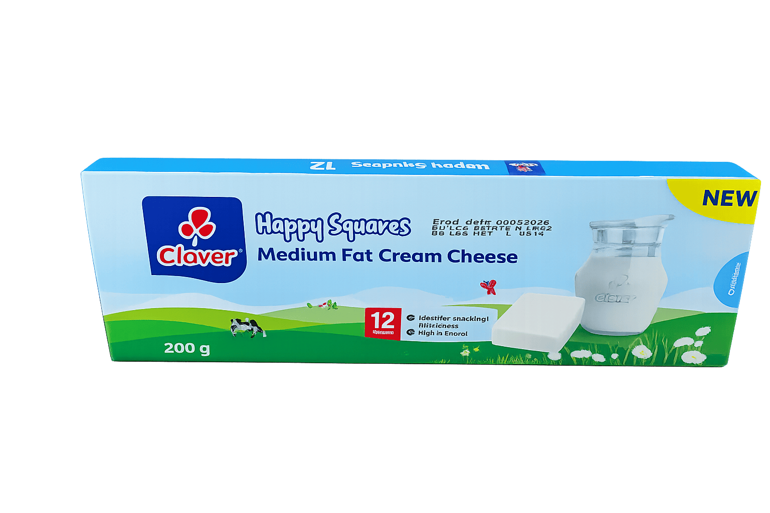 CLOVER MEDIUM FAT CREAM CHEESE HAPPY SQUARES 200G